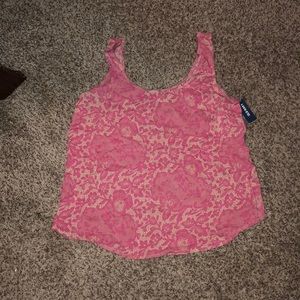 Faux lace print tank top